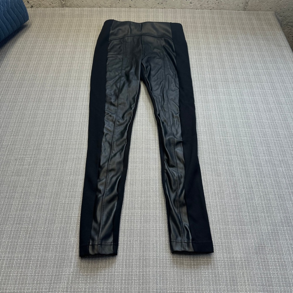 Karl Lagerfeld Faux Leather Paneled Leggings XXS Moto Chic Black Stretch